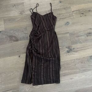 Camila Coelho Women's Stripe Ruched Spaghetti Strap Bodycon Dress Size Small